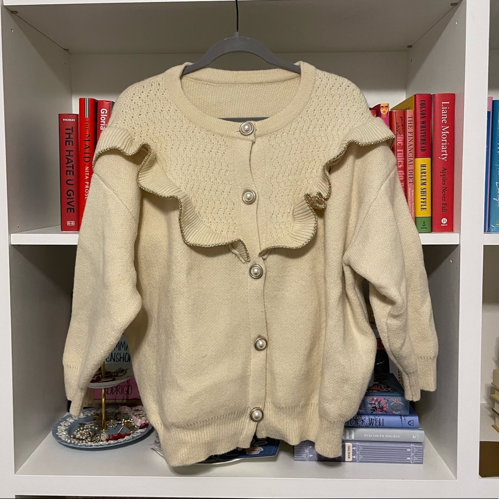 Vita Grace Pearl Ruffle Cardigan